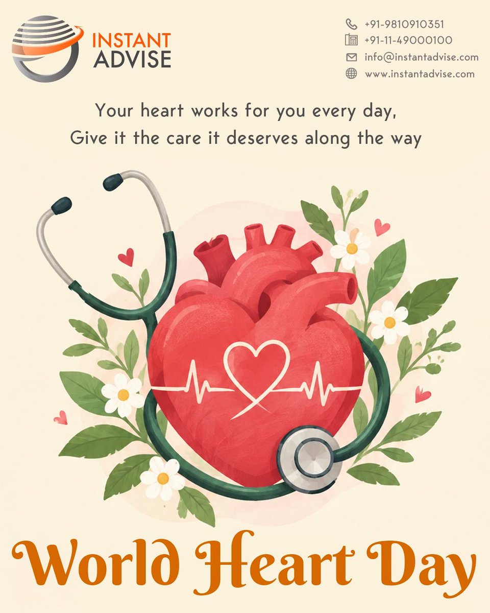 instantadvise's tweet photo. Your heart works for you every day, Give it the care it deserves along the way.
World Heart Day...!!!
#heart #heartday #health #life #InstantAdvise https://t.co/SxRRo3eGiS