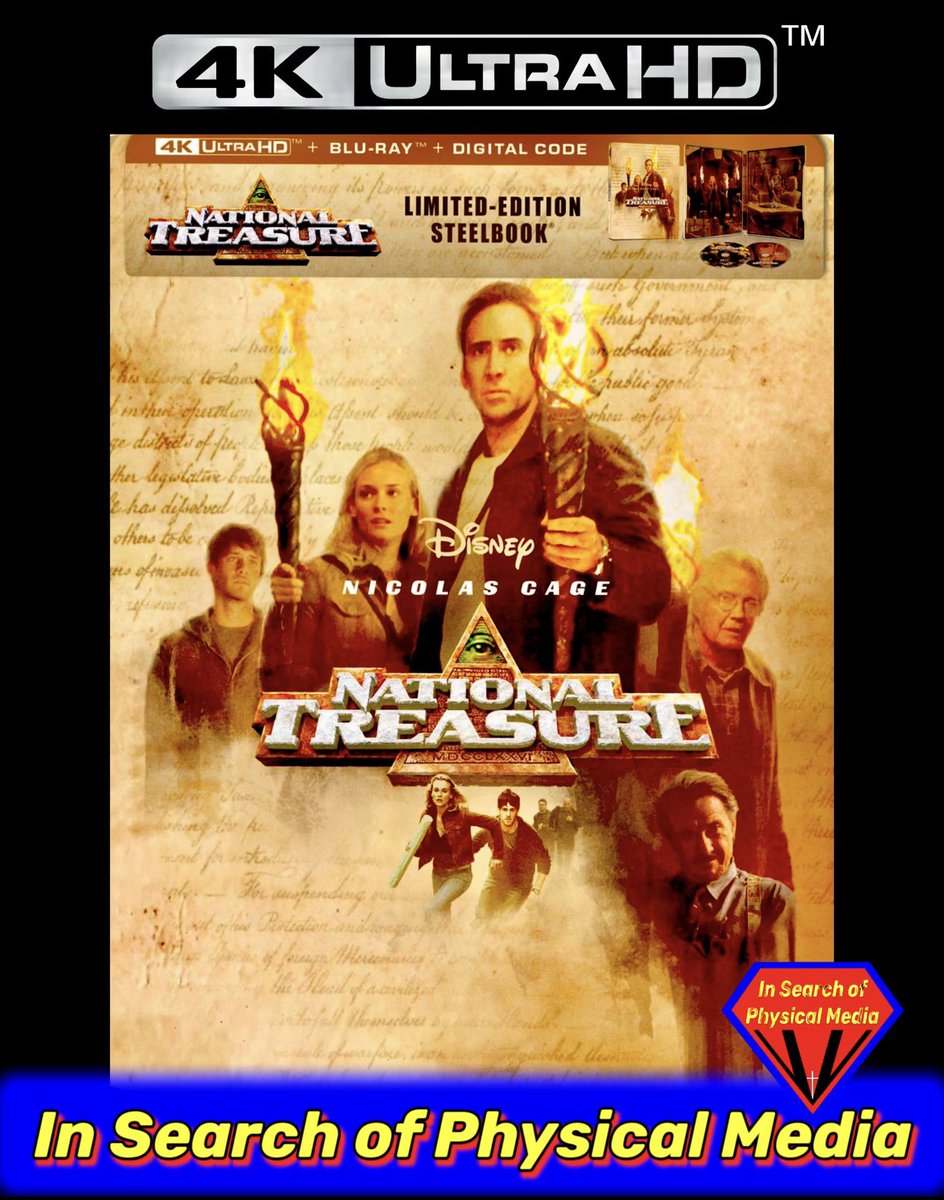 4KBluRayReviews's tweet photo. ⚠️ACT FAST‼️ AVAILABLE TO ORDER NOW‼️
🟣Exclusively announced in my STUDIO INSIDER video!
11/10 NEW Native 4K DV-HDR10 🔊DOLBY ATMOS✨Disney’s
🔥NATIONAL TREASURE Limited Edition SteelBook 4K💿 Amazon SALE:⤵️⤵️
➡️ https://t.co/S7tIYccuta

👉This 4K💿 got a NEW Native 4K Restoration of 35MM OCN for Director John Turtletaub & Nicholas Cage blockbuster box office hit epic American historical fiction fantastically fun (2004) action adventure movie!

✅ SUBSCRIBE‼️ 

…

@DisneyStudios @Disney @SonyPicsAtHome 
@DoctorStrangeMD 
@Stunt_ManMik3 
@TwlightZoneFan 
@TheCircling 
@Kli_Nev 
@BrianRummel4 
@ThomasThorbur11
@redskulls1247
@ittatto23
@frog338
@tommysawtooth 
@billreburn @JaceAVinson 
@ViewThunder @RJskinner80 
@tomjrileyuk @JebberGaminJaws 
@Ben10Fantasy @Sydney1788 @amesmonde @RealOrest_SW @TimBrady113814 @TFG1Mike 
@Stephen_Agnew @Twinless75
As an Amazon Associate I earn from qualifying purchases 

…