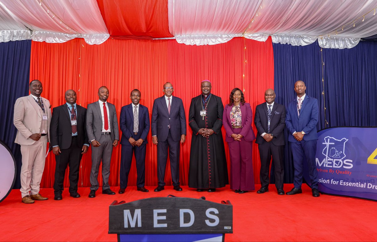 MOH_Kenya's tweet photo. Reliable access to safe, effective and affordable medicines remains central to Kenya’s Universal Health Coverage agenda as the Mission for Essential Drugs and Supplies marks 40 years of service to the health sector.

Cabinet Secretary for Health Hon. Aden Duale presided over the organisation’s 40th anniversary celebrations, reflecting on its contribution to the sourcing, testing, quality assurance and distribution of essential medicines and health products since its establishment in 1986.

Hon. Duale said Universal Health Coverage must be measured by the experience of patients at the point of care, including their ability to obtain medicines and health products that are safe, effective, affordable and meet the required quality standards.

For four decades, MEDS has supported health facilities across the country by strengthening access to essential medicines and providing independent quality-testing services.

Its commitment to quality is demonstrated by the World Health Organization prequalification it has maintained since 2009, ISO 9001:2015 certification and ISO/IEC 17025 accreditation attained in 2024.

The Cabinet Secretary also recognised the contribution of faith-based health facilities to healthcare delivery under the Social Health Authority framework.

A total of 876 faith-based facilities currently have active SHA contracts, with 530 using the system to transact. The facilities have submitted claims valued at KES 41.1 billion, of which KES 29.8 billion has been settled.

Hon. Duale said progress under SHA must be accompanied by continued improvements in claims processing and settlement. Reliable and timely payments will enable health facilities to maintain uninterrupted services and ensure the consistent availability of essential medicines and supplies.

He further highlighted the role of digital systems in improving accountability and visibility across the health sector. These reforms are being implemented alongside Kenya’s efforts to strengthen its health systems and regulatory capabilities towards attaining World Health Organization Maturity Level 3.

As MEDS enters its fifth decade, the Cabinet Secretary called for greater investment in resilient supply chains, a skilled and adequately equipped health workforce and strong independent quality-testing systems.

The celebrations also opened a new chapter for the organisation with the launch of MEDS Devane Company Limited. The special-purpose vehicle will support MEDS’ expansion into the private market and provide a platform for exploring additional opportunities within the healthcare sector.

Present were Principal Secretary for Public Health and Professional Standards Ms. Mary Muthoni; Kenya Medical Supplies Authority Chief Executive Officer Dr. Waqo Ejersa; Pharmacy and Poisons Board Chief Executive Officer Dr. Ahmed Mohamed; MEDS Chairperson Rt. Rev. Cleophas Oseso; and MEDS Chief Executive Officer Dr. Wycliffe Nandama.