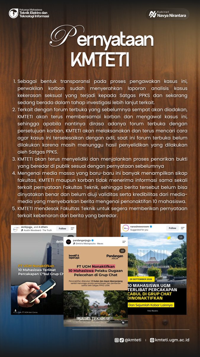 trunotittari's tweet photo. Selamat sore semuanya, terkait dengan kabar yang sedang beredar, aku sebagai lead case sekaligus penulis dari pernyataan KMTETI memberikan pernyataan. Korban pun merasa kecewa dikarenakan FT tidak memberi pernyataan terlebih dahulu kepada korban dan malah langsung ke media luar. https://t.co/geU2sPeB3T