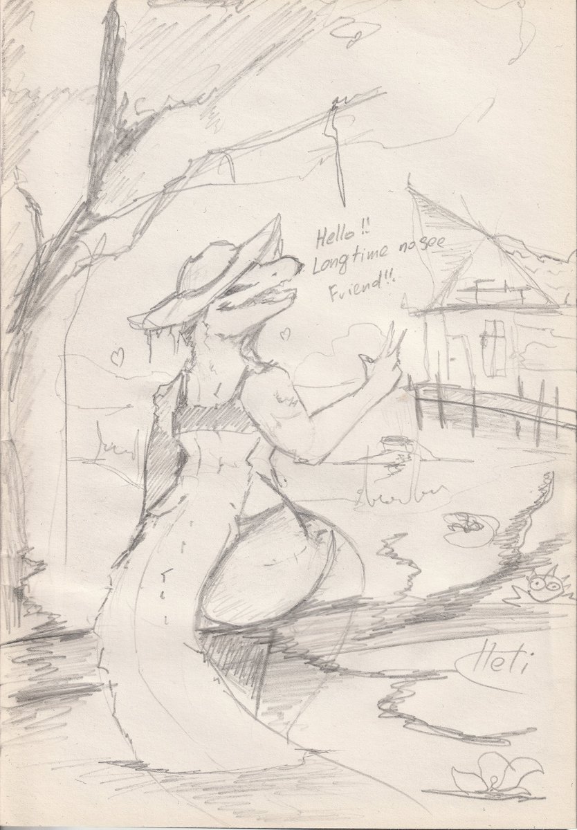 ThatDarnFish's tweet photo. ***Repost***
Tenirra was chilling at her place and noticed someone close to her... you :>

Will ya spend some time with auntie Ten?
----
Fun fact, I sketched that while chilling in hammock, ngl it was harder than I thought it would be XD
#art #sketch #wip #scalie #furry https://t.co/niSokmEcRo