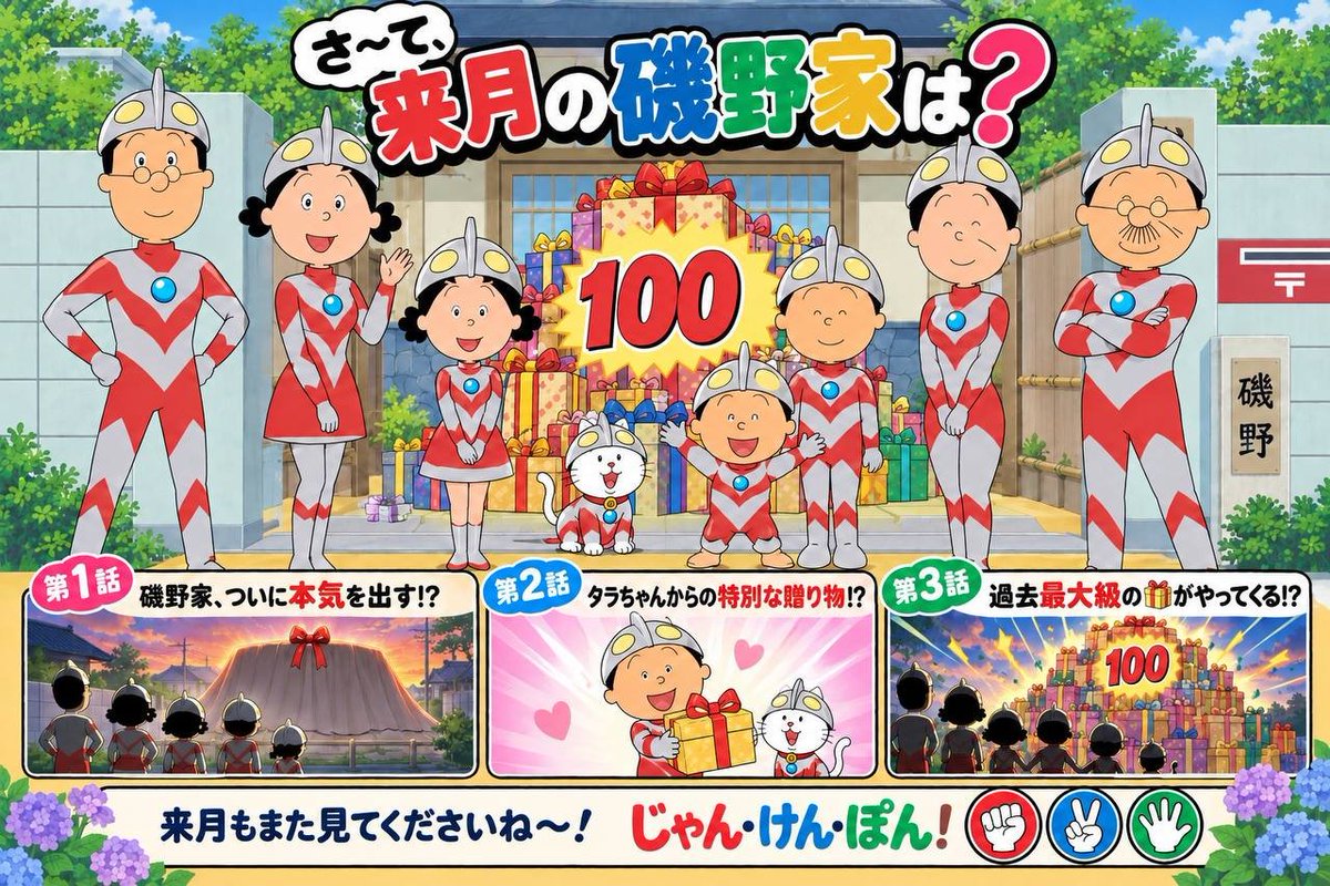sabsabtara's tweet photo. さーて来月の磯野家は？👀🏠
みんなお仕事お疲れ様です🙏
タラちゃんです〜🔥

8/31、9/3に告知していた
『100イベント』開催決定です〜🙌🎁

みんなに言った『100』って
なんの数字だったですか？🤔

まさか.....
忘れているわけないですよね？🤨

答え合わせまであと2日✌️ https://t.co/LSf6OwLvZ7