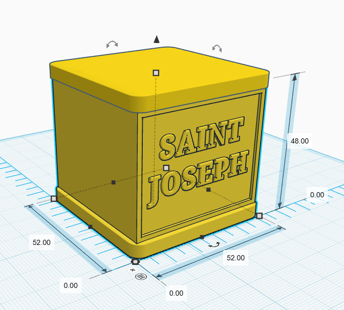 GijoGadgets's tweet photo. Saint Joseph statue base 52×52×48mm, "SAINT JOSEPH" embossed on front. Great for a home altar or shelf display. PETG, no supports needed.

🔗 Cults3D: https://t.co/5Qpwg4xncU
🔗 BMC: https://t.co/hr4OTKrrGb
#3DPrinting #STLFile #Cults3D https://t.co/xwAEiLrhOC