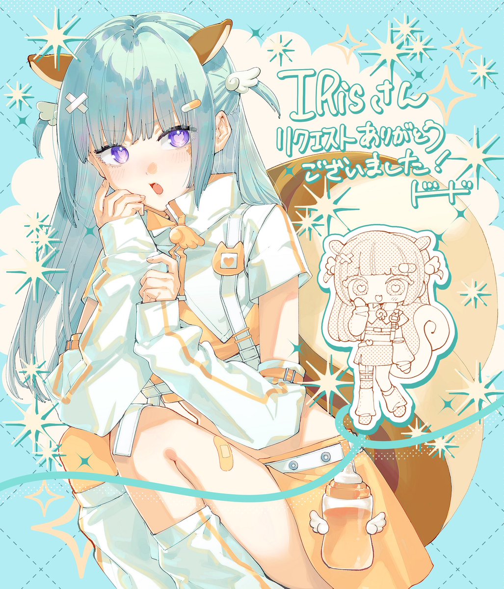 osorosiya_21's tweet photo. skeb、ありがとうございました🐿💚🧡 https://t.co/oJ16aTh70D