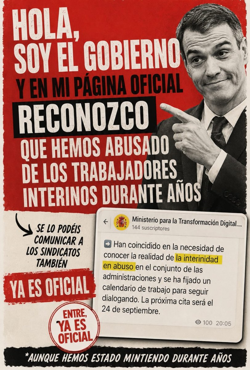 AbusadaInterina's tweet photo. Ministros de Función Pública con Sánchez @PSOE :
- Meritxell Batet
- Luis Planas
- Carolina Darias
- Miquel Iceta
- María Jesús Montero
- José Luis Escrivá
- Óscar López
Duración media: 14 meses por ministro.

Es un trampolín a otro sillón.
Y un engaño a los afectados.

#FijezaYa https://t.co/et3zEOE9Nf