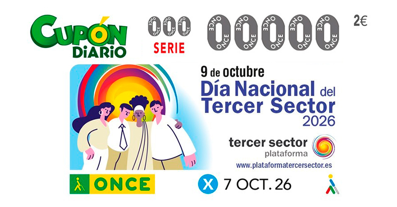 ONCE_oficial's tweet photo. Cinco millones de cupones de la ONCE celebran hoy el #DíaDelTercerSector 
#9DeOctubre

https://t.co/ROE5G95ssB  

#TercerSector @Plataforma3sect @Patriciasanzc @PoyatoRoca @OngAccionsocial @pvoluntariado @EAPNes @Cermi_Estatal @CruzRojaEsp @_CARITAS @CoordiONGD @platdeinfancia https://t.co/9idDzWJAwp