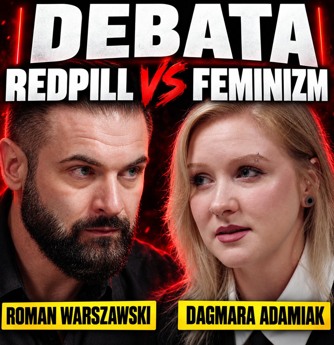 MenthlyPodcast's tweet photo. Pierwsza taka debata w Polsce. REDPILL VS FEMINIZM.

Wojna damsko-męska trwa w internecie w najlepsze. 
Dlatego posadziłem przy jednym stole feministkę Dagmarę Adamiak i komentatora Redpillu Romana Warszawskiego.

Czy to był dobry pomysł? Możecie sprawdzić :) #debata #redpill https://t.co/tMI1D5uKQG
