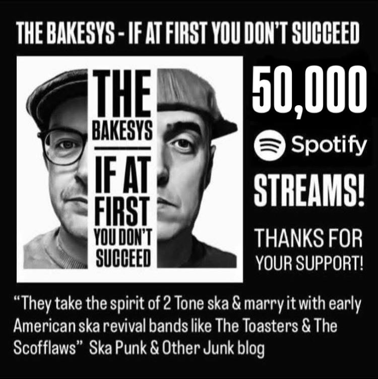 DOTHEDOGMUSIC's tweet photo. The 8th album by The Bakesys, “If At First You Don’t Succeed”, has now notched up over 50,000 streams on Spotify! Thanks to everyone who has been listening! The release features our trademark stomping 2 tone sound! You can check out the album here…
https://t.co/YqfJZKnvkU https://t.co/KmUMu4ZUAp