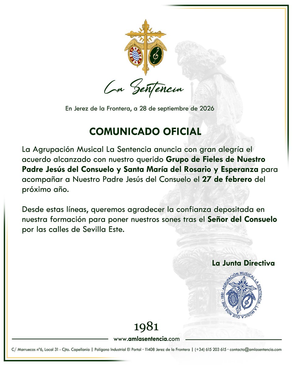 am_lasentencia's tweet photo. ✍🏼  𝐂𝐎𝐌𝐔𝐍𝐈𝐂𝐀𝐃𝐎 𝐎𝐅𝐈𝐂𝐈𝐀𝐋 • 𝐀𝐂𝐔𝐄𝐑𝐃𝐎

@ConsueloSevEste 

#LaMúsicaQueNosUne https://t.co/yeEVqzqyVJ