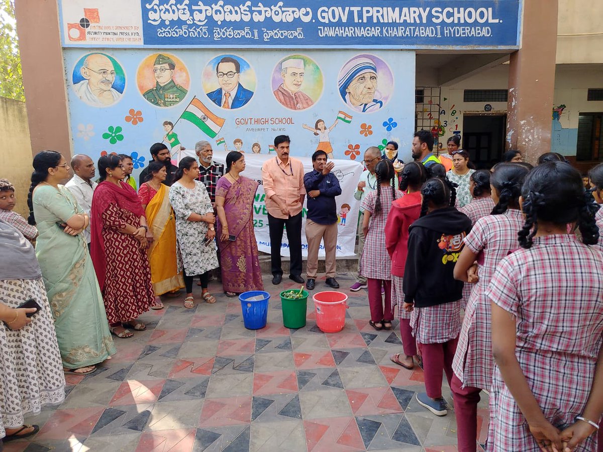 GHMCOnline's tweet photo. 🌱 Swachhata Hi Seva 2026 | Swachh Paathshala 🌱

As part of #SwachhataHiSeva2026, GHMC conducted engaging awareness activities across various schools, encouraging children to become young champions of cleanliness and environmental responsibility. 🌍♻️

Students enthusiastically participated in awareness sessions on 4-way waste segregation, creative Waste-to-Art competitions, and took the Swachhata Pledge to adopt clean and responsible waste management practices.

🌳 Under “Ek Ped Maa Ke Naam”, students also participated in plantation activities, strengthening the message that caring for our environment begins with each one of us.

Through learning, creativity and collective action, GHMC continues to inspire young minds to build a cleaner, greener and more sustainable Hyderabad. 💚

#SwachhataHiSeva2026 #SwachhPaathshala
#SwachhHyderabad #WasteSegregation
#EkPedMaaKeNaam

@TelanganaCMO @IPRTelangana @jayesh_ranjan
@TelanganaCS @ZC_Charminar @CommissionrGHMC
@ZC_Khairatabad @ZC_Secunderabad @ZcGolconda
@ZC_Charminar @ZC_RAJNGR @ZC_Shamshabad