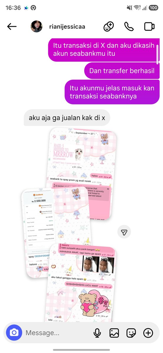 renz_precious's tweet photo. Halo aku mau info Scam Nct127 Redline Jkt ini

@pudukychan ngaku tix an Jessi dan pakai Seabank 901406925756 Jessica Eka Arviriani.
Setelah ditemuin pemilik asli akun Jessica di IG, ternyata dia jual jasa tf di tele yg akunnya dipakai pelaku untuk scam yg kemudian di tf ke spay. https://t.co/Gwvk79UA5t