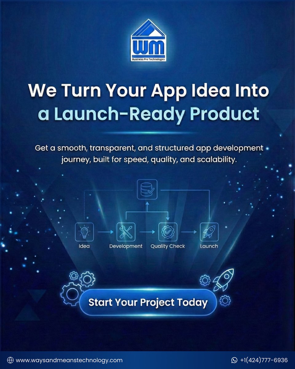 WMTechnology's tweet photo. From App Idea to Launch in 6 Steps

Discovery
Proposal
UI and UX Design
Development
Testing
Launch
A structured, transparent process for turning ideas into scalable mobile products.
#WMTechnology #AppDevelopment #MobileApps #StartupTech https://t.co/21QYZXgaUx
