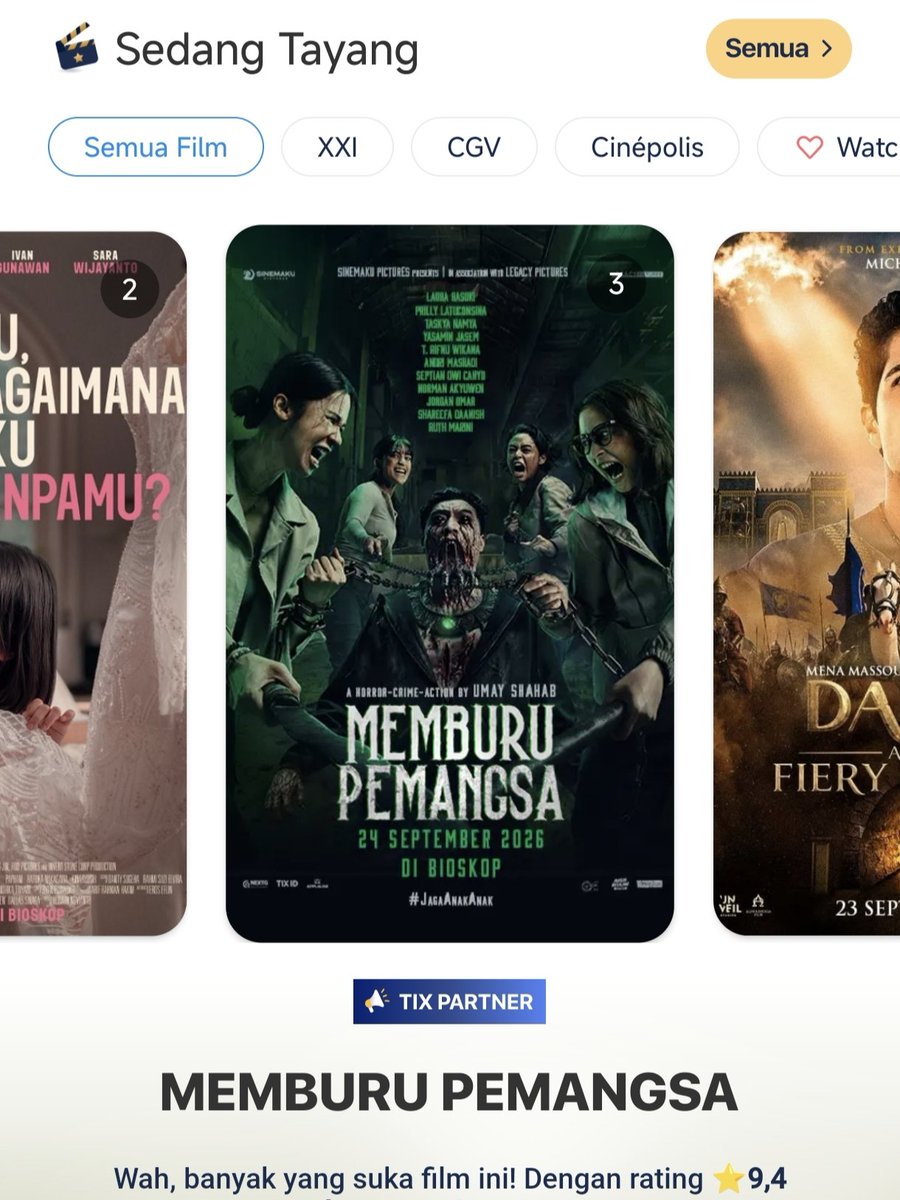 umjammerdaria's tweet photo. watching movies in indonesia is a humiliation ritual cause you'll open the tickets app and instead of good stuff like primetime you get the millionth indonesian horrorslop WHO IS WATCHING THESE https://t.co/9sCj7EFQaf