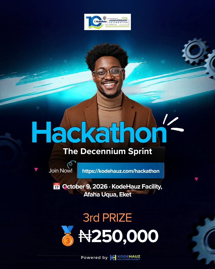 kodehauz's tweet photo. Are you a builder? 🚀 Got what it takes to turn ideas into software?

Only 5 DAYS LEFT to apply for The Decennium Sprint!

Build solo or with a team of 3 and stand a chance to win up to ₦1M. 🏆

Apply: https://t.co/y6lKmayqvU

#KodeHauzAt10 #DecenniumSprint #kodehauz #kodecamp https://t.co/fWau4J8Do5
