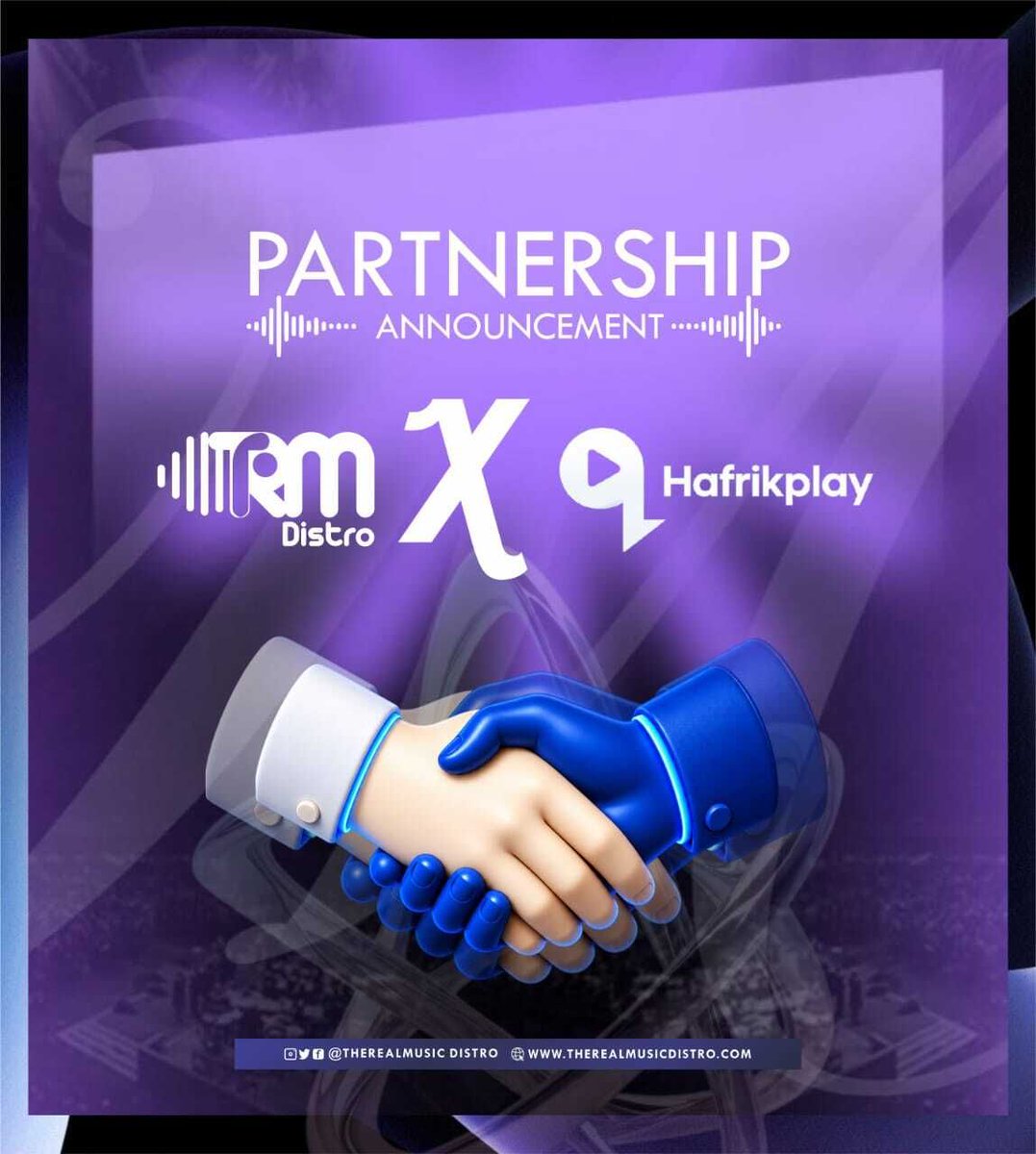 Trmdistro's tweet photo. 🤝 PARTNERSHIP ANNOUNCEMENT

TheRealMusic Distro x @Hafrikplay!

Teaming up to give our artists more reach and visibility 🚀🎶

#TheRealMusicDistro #Hafrikplay #Partnership #MusicIndustry https://t.co/k2EteVpiRo