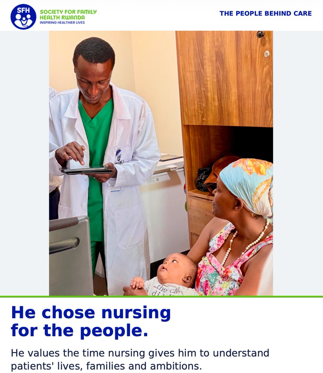 sfhRwanda's tweet photo. 👨🏾‍⚕️ Pacifique chose nursing to serve people.

At Kibagabaga Health Post, that means treating patients, leading the team, managing resources and keeping services available.

#Nurse entrepreneurship is that combination: clinical care plus responsibility for the system behind it.

His next aim is to mentor younger nurses.

What support would make the biggest difference for nurses leading primary care?

#SFH #Rwanda #PrimaryHealthCare