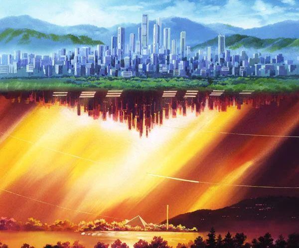 EvangelionShots's tweet photo. The pyramid inside the GeoFront is only a small part of NERV Headquarters.

According to the official episode commentary, the facility extends roughly 7 kilometers underground beneath the lake beside it, with most of that structure forming Central Dogma.

The name 'Central Dogma' also comes directly from molecular biology, the principle describing the flow of genetic information from DNA->RNA->protein.

Even NERV’s architecture is tied into Evangelion’s biological themes.
