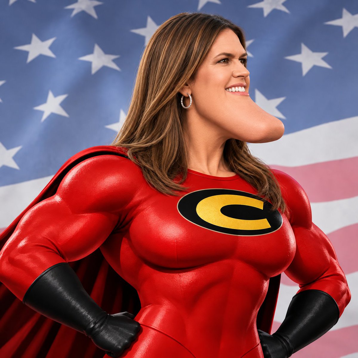 XIVAnonXIV's tweet photo. Sarah Huckabee Sanders is the Crimson Chin 

🤣 🤣 🤣 https://t.co/JPQFFCWYF6