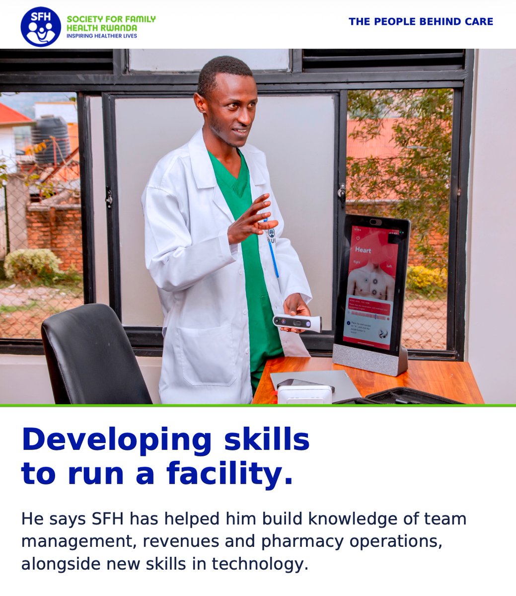 sfhRwanda's tweet photo. 👨🏾‍⚕️ Pacifique chose nursing to serve people.

At Kibagabaga Health Post, that means treating patients, leading the team, managing resources and keeping services available.

#Nurse entrepreneurship is that combination: clinical care plus responsibility for the system behind it.

His next aim is to mentor younger nurses.

What support would make the biggest difference for nurses leading primary care?

#SFH #Rwanda #PrimaryHealthCare