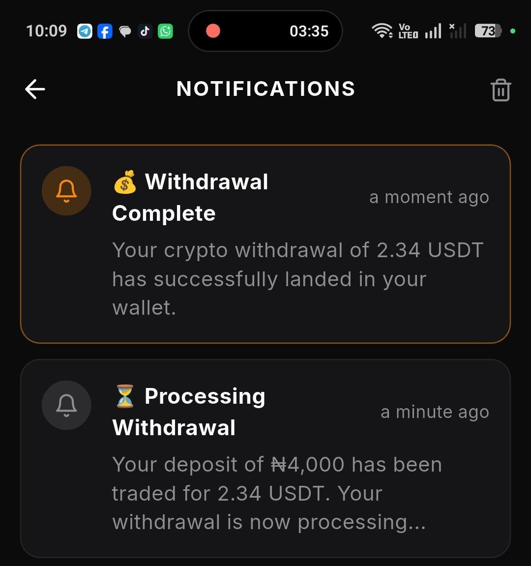 PhtEmmanuelO's tweet photo. We are still doing more testing, and everything seems to be working perfectly.

This is USDT I bought with ₦4,000 directly from the @TheGiantWallet App.

We are currently working on the UI design to make the entire buying process look and feel premium, simple and seamless.

Hopefully, this update will be available to everyone using the Giant Wallet this week.
Mehn... just anticipate. 

The grass is getting greener. We keep building. 

$GTAN 
Ca: 0xbD7909318b9Ca4ff140B840F69bB310a785d1095