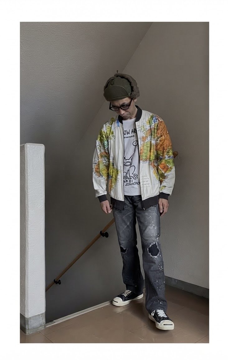 nextone1977's tweet photo. 大好きなカート。リスペクトなエゾカジ♪

 Tops: Map Print Paper Jacket
 Inner: Daniel Johnston
 Bottoms: Number (N)ine Grunge Denim
 Shoes: 90s Jack Purcell
 Cap: M-51 Pile Cap
⁠#VintageTyvek⁠ #NumberNine #DanielJohnston #JackPurcell #古着 #靴好き https://t.co/mk0B8okcyD