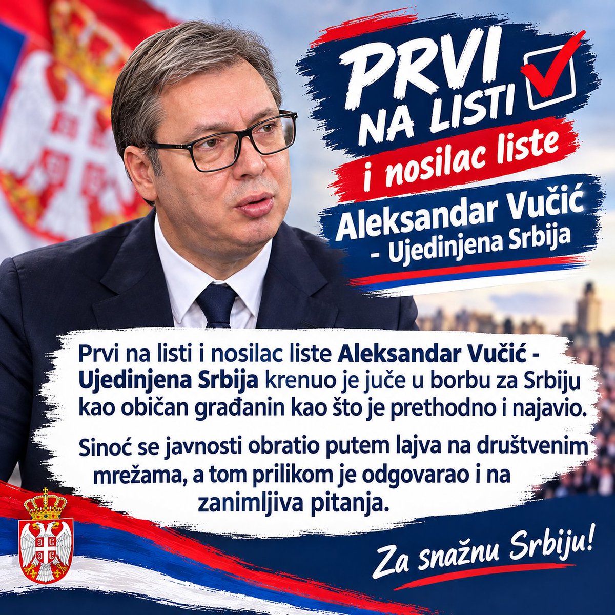 LogickiSled's tweet photo. On je Vučić Aleksandar....
#stopblokadama #acosrbine🥰 #srbijanesmedastane #nedamosrbiju #ljubav https://t.co/vB07ZCDDuY