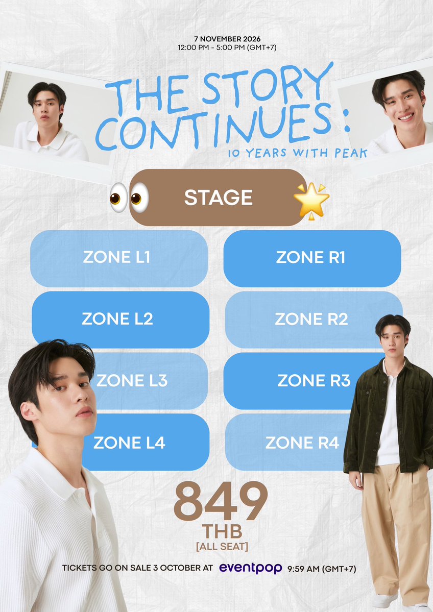 peak_village's tweet photo. "The Story Continues: 10 Years with Peak"
มาร่วมเป็นส่วนหนึ่งในวันสำคัญของพีคกันนะคะ 🩵✨ 

📅 วันเสาร์ที่ 7 พฤศจิกายน 2569
⏰ เวลา 12:00 – 17:00 น.
📍 สมาคมศิษย์เก่าธรรมศาสตร์
https://t.co/vQ6Pg0NLCH

🎟️ เปิดกดบัตรวันเสาร์ที่ 3 ตุลาคม 2569
⏰ เวลา 09.59 น. ทาง eventpop
🪑​ 400​ ที่นั่ง
💵 ราคาบัตร 849 บาท 

#10YearswithPEAK
#peakpeemapol #พีคภีมพล