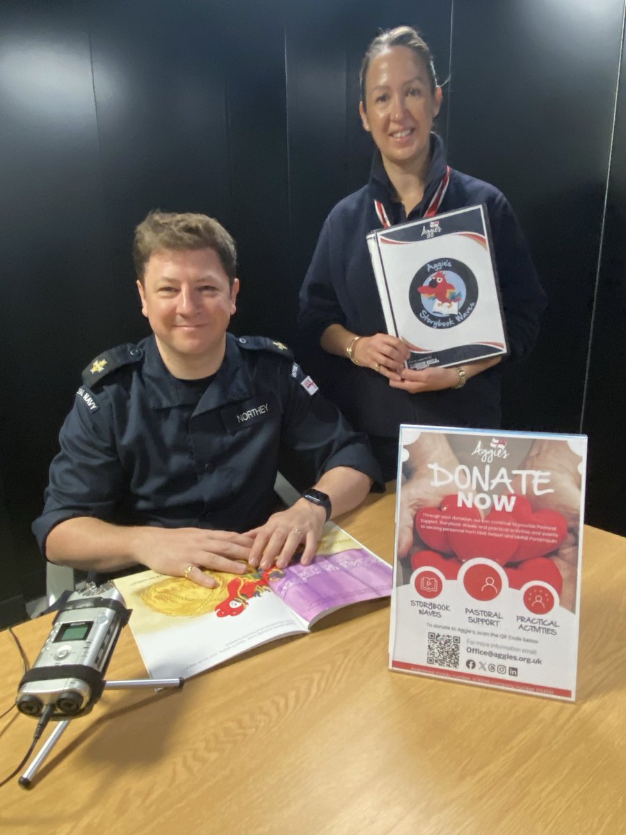 HMSPWLS's tweet photo. Last week the wonderful charity Aggies joined HMS Prince of Wales to help our sailors record bedtime stories for their children - bringing a little comfort and connection when they’re far away at sea. https://t.co/GcAlMYo1yA