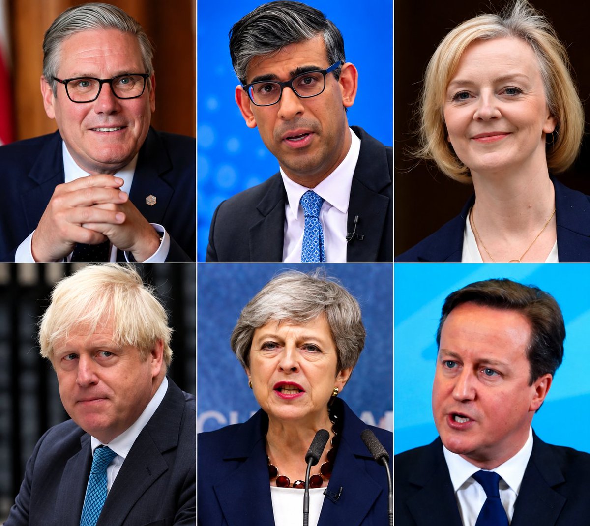 WorldUnderWatch's tweet photo. 🇬🇧 Which of these former UK Prime Ministers had the biggest impact on Britain?

A) Keir Starmer
B) Rishi Sunak
C) Liz Truss
D) Boris Johnson
E) Theresa May
F) David Cameron https://t.co/rfWKVohrOz