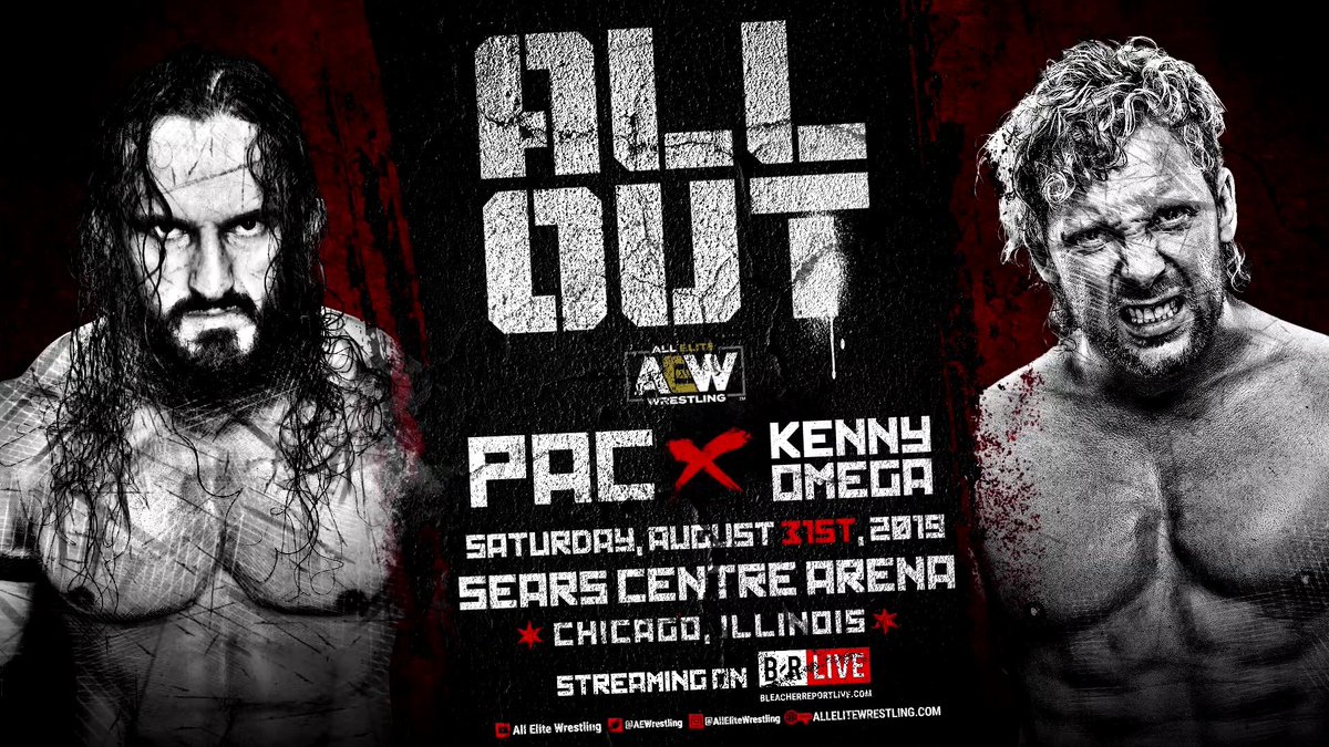 TheDrainmaker's tweet photo. PAC had his first AEW main event against his future DeathRider partner, Jon Moxley in 2019... in Pittsburgh.

AEW will be having his Tribute show this week... in Pittsburgh.

Also, PAC made his AEW debut at All Out in Chicago in NOW Arena + had his last match at All Out in Chicago in NOW Arena.