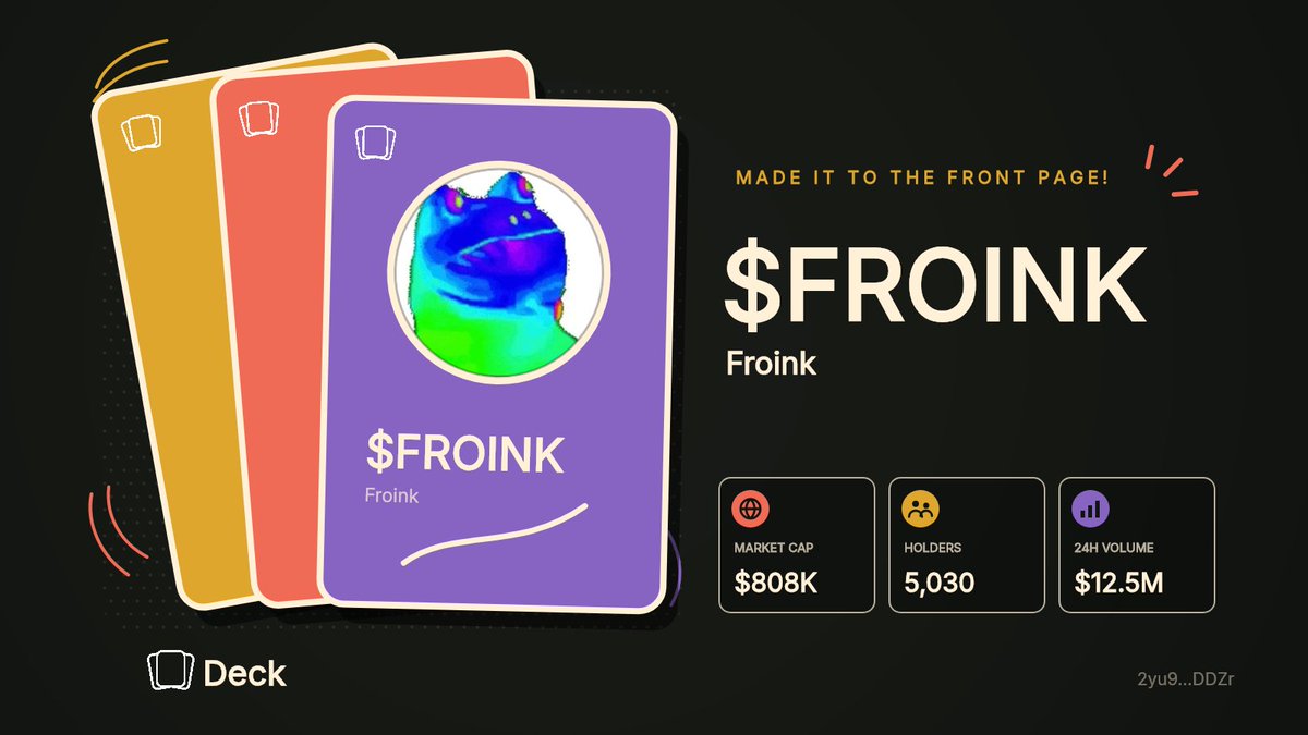 deckfrontpage's tweet photo. $FROINK is on the front page of Deck!

Froink
Market Cap: $808K, Holders: 5,030

2yu92oYzBWLAdVpu8BoaLzmM1oxPsHoboay2BXmeDDZr

https://t.co/7KGMYcQvdB

Follow @deckdotfun to learn more about Deck. https://t.co/UAlKZRKg0h