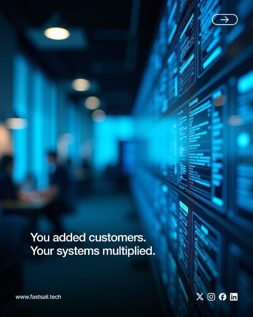 FastsailTech's tweet photo. Growth has a way of exposing what your technology can’t handle.

More customers means more systems. More data. More complexity.

The question is: can your technology keep up?

That’s where we come in. https://t.co/TawoSoaXPz