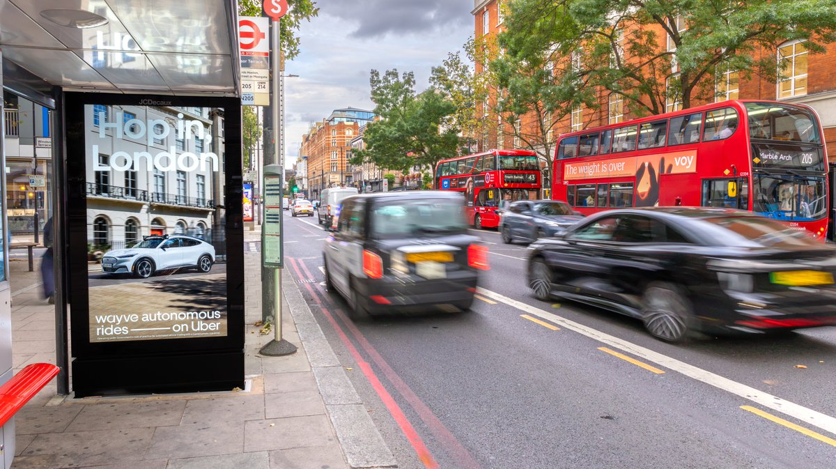 wayve_ai's tweet photo. A tad futuristic... Our London launch with @Uber, up in bright lights all across the city. ✨

Tag us when you spot Wayve in the wild! 👀📸 https://t.co/Hu6NjZ6Z19