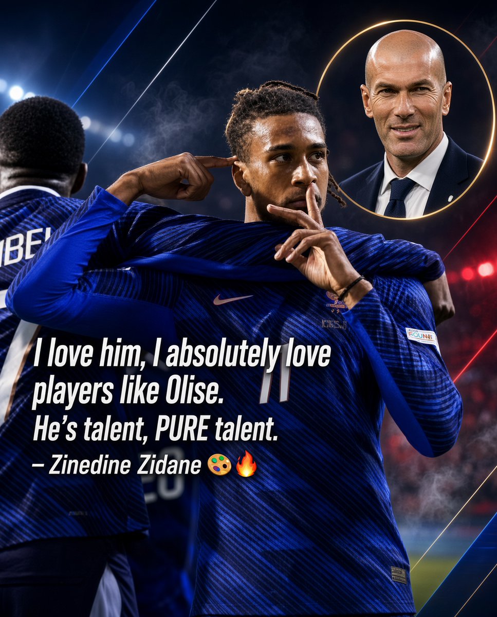 SirBright52's tweet photo. 🤩🇫🇷 Zinedine Zidane has HUGE praise for Michael Olise!

“I love him, I absolutely love players like Olise. He’s talent, PURE talent.” 🎨🔥

— told TF1. https://t.co/gGmeyRJRI7