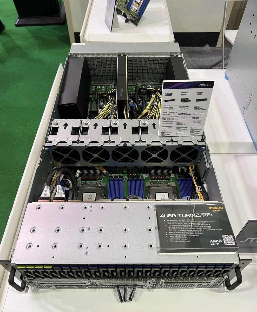 ASROCKRACK's tweet photo. We're live at DCW Asia! Stop by Booth L35 to explore our newest AMD-powered server lineup featuring:

💠 4U8G-TURIN2/RF 💠 VENICED16-2L+ 💠 SORANOD8-2L2T 💠 8U8M-TURIN2 SYN MI355X https://t.co/lVskkRvWsO