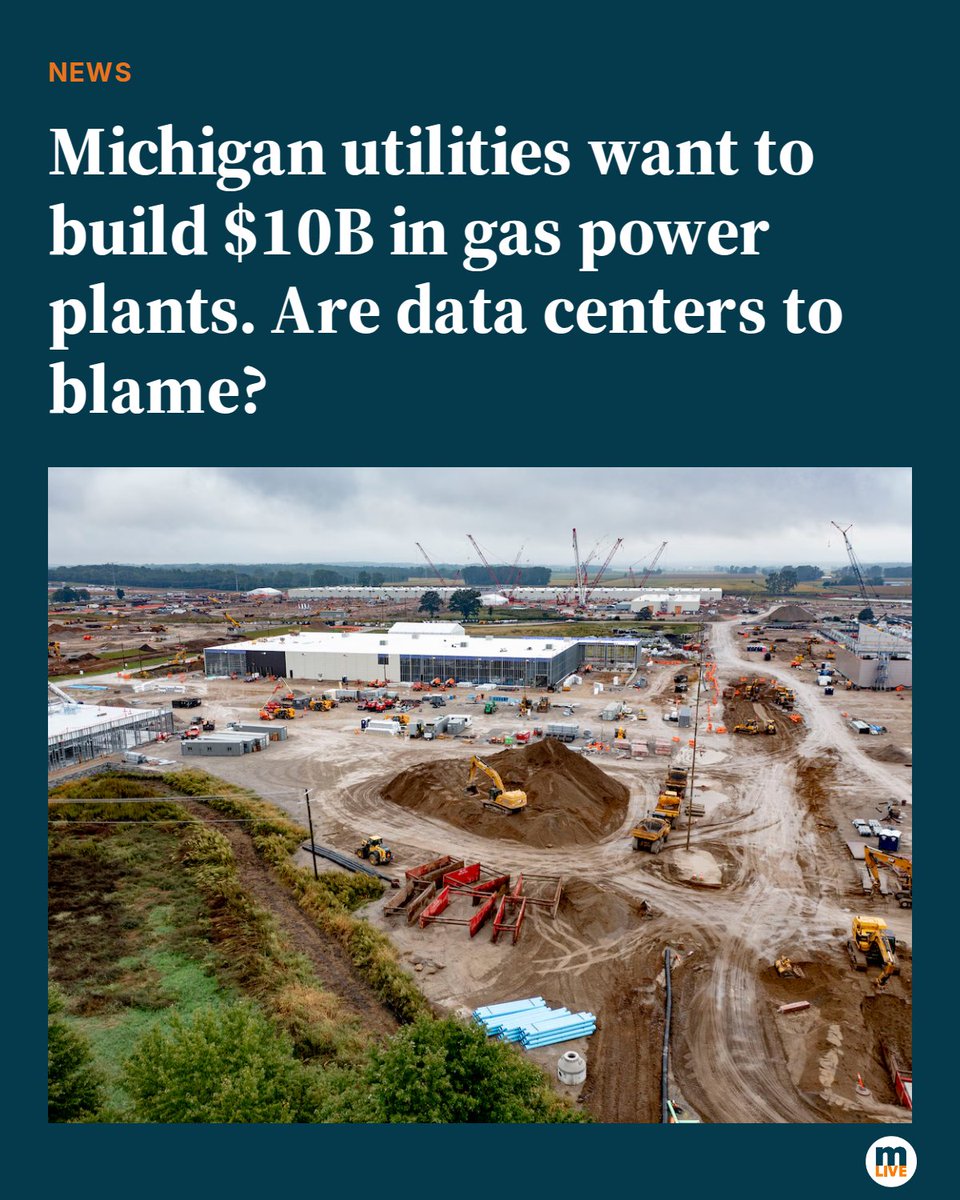 michigannews's tweet photo. Both DTE and Consumers Energy plan to serve data centers drawing more power than entire cities, leading to scrutiny of their plans to build four new power plants. https://t.co/ixQxpDJVE5 https://t.co/CfChRnUqpD