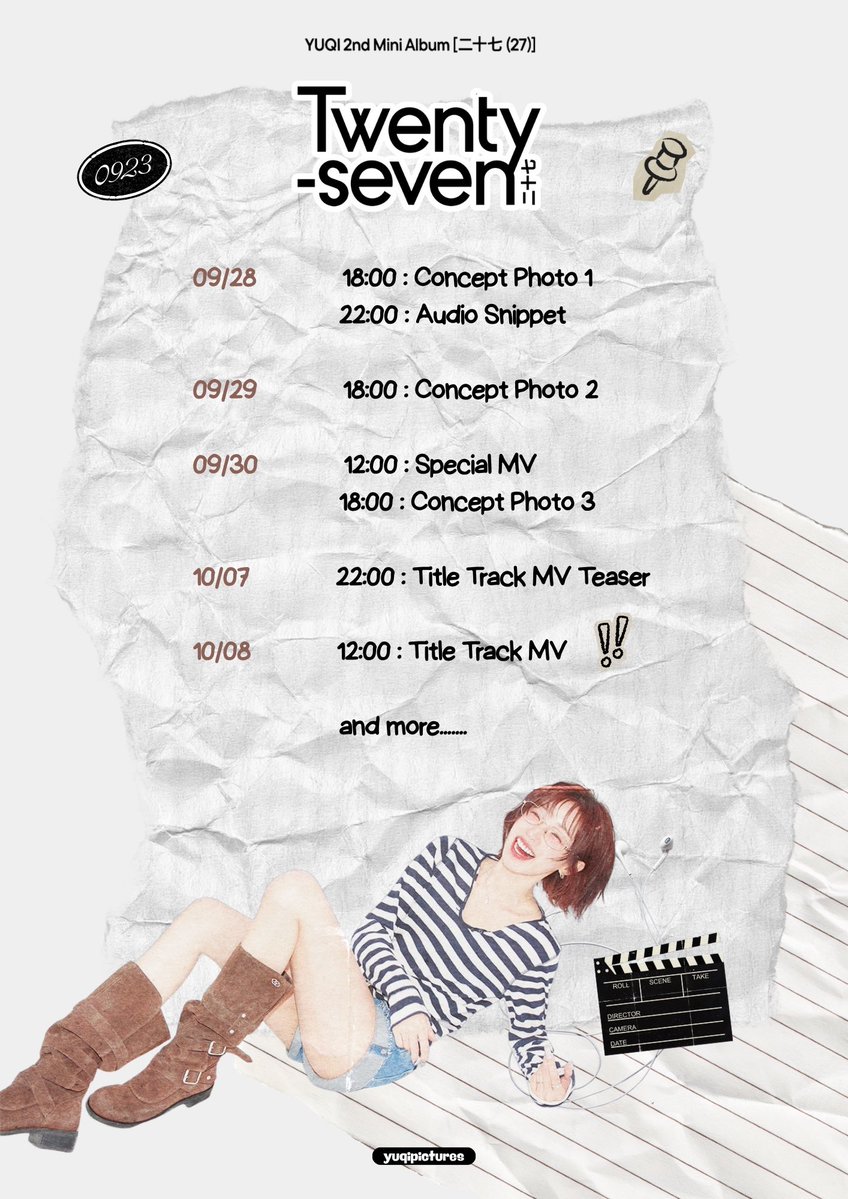 yuqipictures's tweet photo. YUQI 2nd Mini Album [二十七 (27)] Promotion Scheduler

2026.10.08. 12PM (CST)
2026.10.08. 1PM (KST)

#아이들 #idle
#우기 #YUQI #宋雨琦 
#二十七 https://t.co/FED5VvjV0X