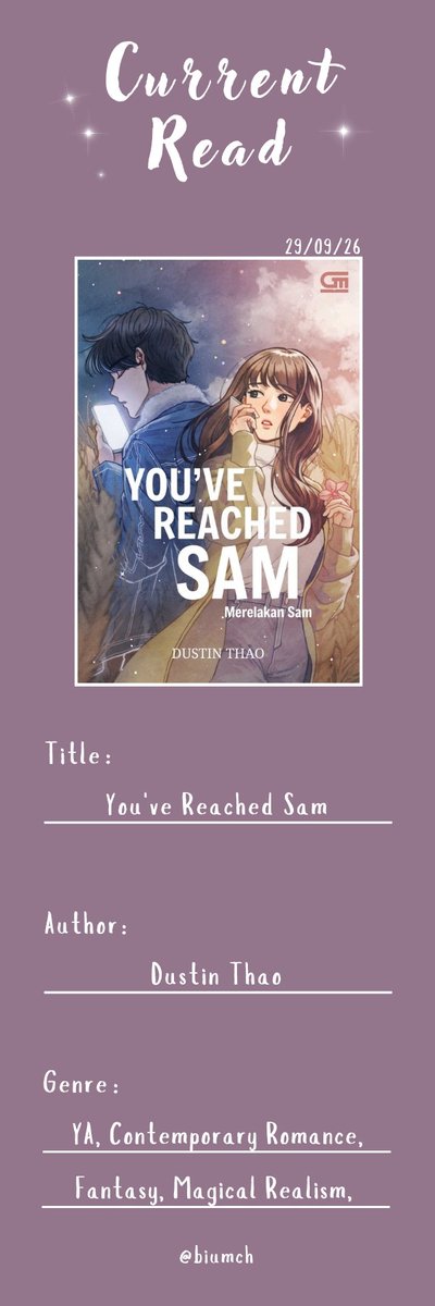 biumch's tweet photo. Current Read #BiumPages
You've Reached Sam
by Dustin Thao https://t.co/f4mQrQ81zh