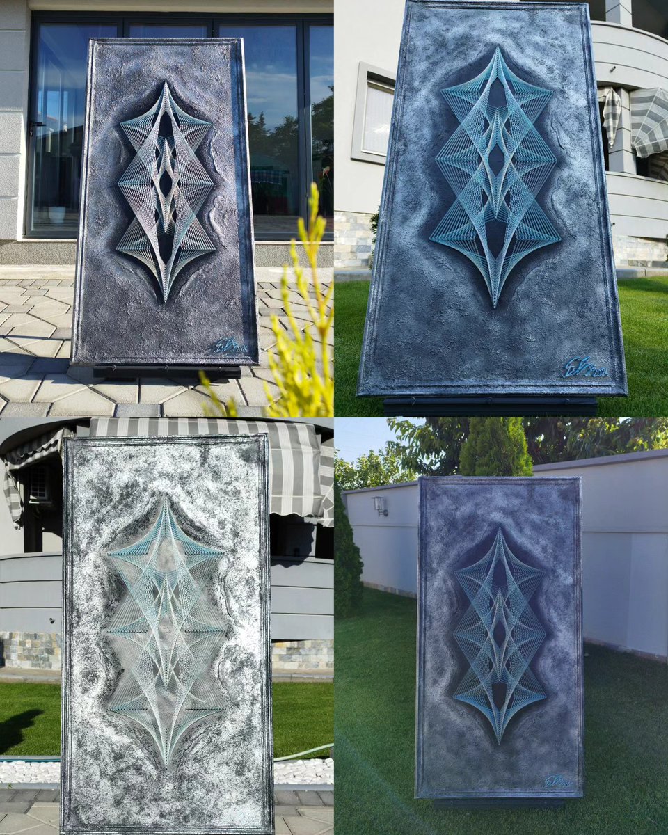 violetallenzv1f's tweet photo. Geometric art, handmade using string art techniques. Created on a wooden base with waterproof acrylic paint and high-strength, premium-quality string. Handmade string art pieces. https://t.co/5TqBisvnTp
