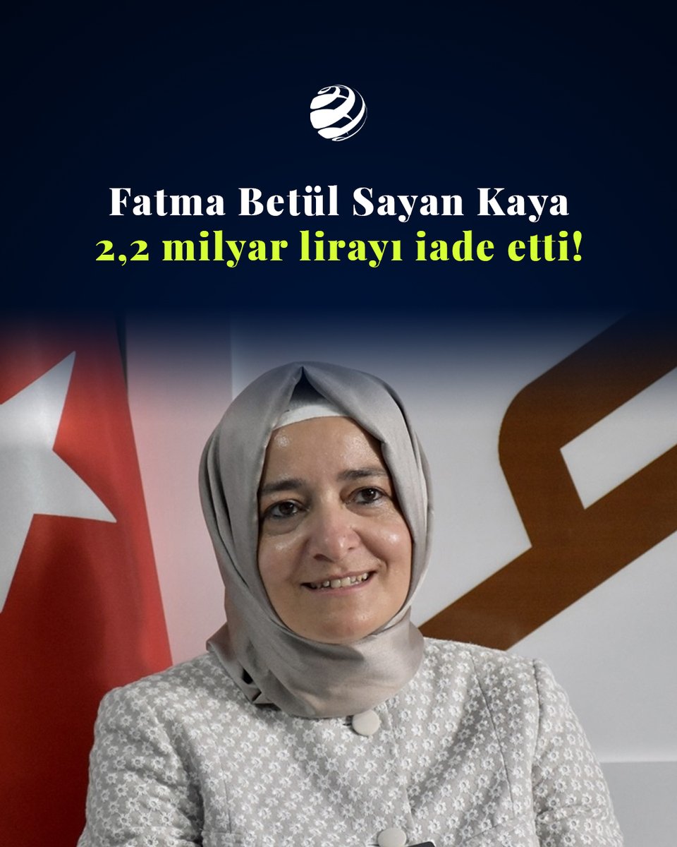 EkonomimCom's tweet photo. 💥 SON DAKİKA | Fatma Betül Sayan Kaya 2,2 milyar lirayı iade etti!

👉🏻 Fon soruşturması kapsamında adı gündeme gelen eski Aile ve Sosyal Politikalar Bakanı Fatma Betül Sayan Kaya ile eşi İlyas Kaya’nın, Özata Denizcilik hisselerindeki işlemlerden elde ettikleri öne sürülen yaklaşık 2,2 milyar lirayı iade ettiği öğrenildi. https://t.co/m64YLdxOoW'un edindiği bilgilere göre söz konusu tutar, Hazine ve Maliye Bakanlığı tarafından bildirilen hesaba aktarıldı

https://t.co/S5hnxIPG1m