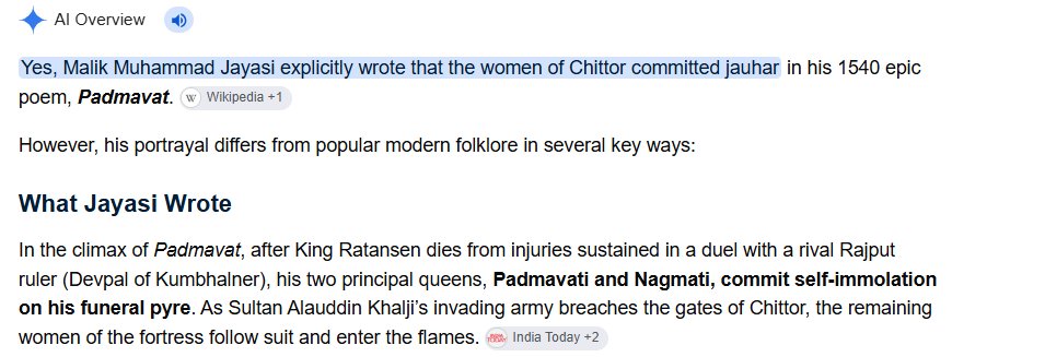 SwayamTewari's tweet photo. Thank you Neha Ji for this horrible expose. 
Those who came in late, BJP's Ministry of Education, wants you to know that jauhar, the final act of valor by Rajput women during the siege of Muslim armies, was an evil practice - see screenshot! 
Evil practice...as in halala of Muslims... 
I am horrified at the utter stupidity/ lack of sensitivity/ deracination of Ministry of Education's NIOSover jauhar. 

But I am not over yet. 

Folks, do you know Padmini did not commit jauhar as this NIOS chapter claims? Yes, The proud Rajput queen of Ratan Singh did not commit jauhar. 

Rather, she burnt herself to death after Raval Ratan Singh died in a duel with another Rajput! Yes, see the second screenshot!

So, NIOS people aren't just stupid, they are ignorant as hell but who cares about our education going to dogs? 
@Unreservedsatya @SilpiTivari