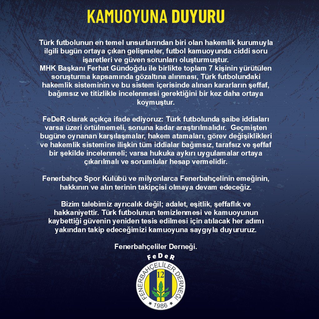 fenerbahceliler's tweet photo. 🚨 Kamuoyuna Duyuru 🚨 https://t.co/0tQoa0Id6I