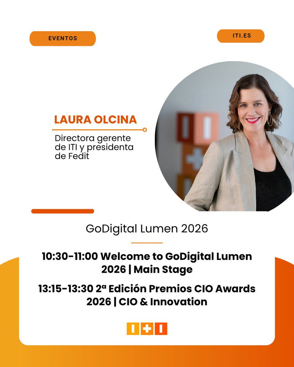 ITI_TIC's tweet photo. Última llamada para #GoDigital2026.

Este jueves, ITI llevará a Veles e Vents tres miradas sobre IA, organizaciones agénticas e innovación industrial con propósito.

Una pregunta común: ¿qué tecnología aporta realmente valor a tu empresa?

👉 https://t.co/MTzT8b1Xb7 https://t.co/ZMwCF7Gjqz