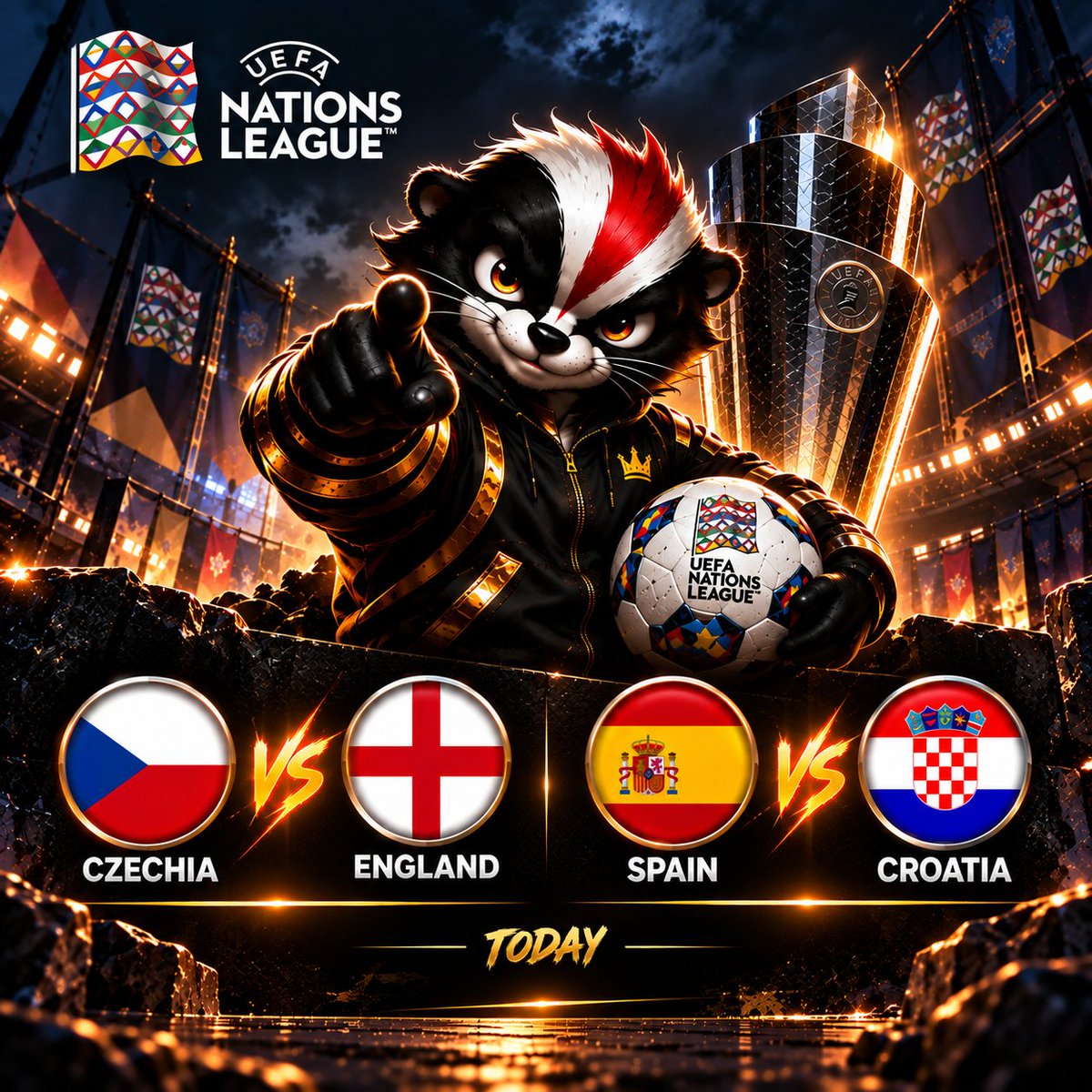 jasinoofficial's tweet photo. 🔥 NATIONS LEAGUE SHOWDOWN: TWO BIG MATCHES TODAY!

UEFA Nations League action continues with two exciting European clashes! ⚽️🔥 Czechia vs England and Spain vs Croatia take center stage today.

Who are you backing to win? 👀 Drop your predictions in the comments! 👇 https://t.co/P4WKvbcISN