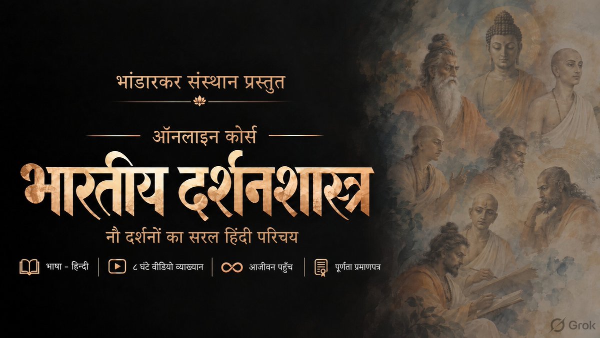 BhandarkarI's tweet photo. प्राचीन भारत ने सत्य, जीवन और ब्रह्मांड को कैसे देखा?

न्याय, सांख्य, योग, वेदांत, बौद्ध, जैन सहित नौ दर्शनों का सरल हिंदी परिचय।

घर बैठे शुरू करे हमारा ऑनलाइन पाठ्यक्रम - "भारतीय दर्शनशास्त्र" ।