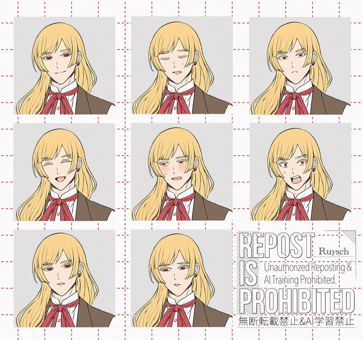 RuyschRuyschart's tweet photo. 友達がうちの創作画家で動画を作成してくれた時に描いた表情差分まとめ(※なおカイユまでしかない) https://t.co/0m45tYgi6X