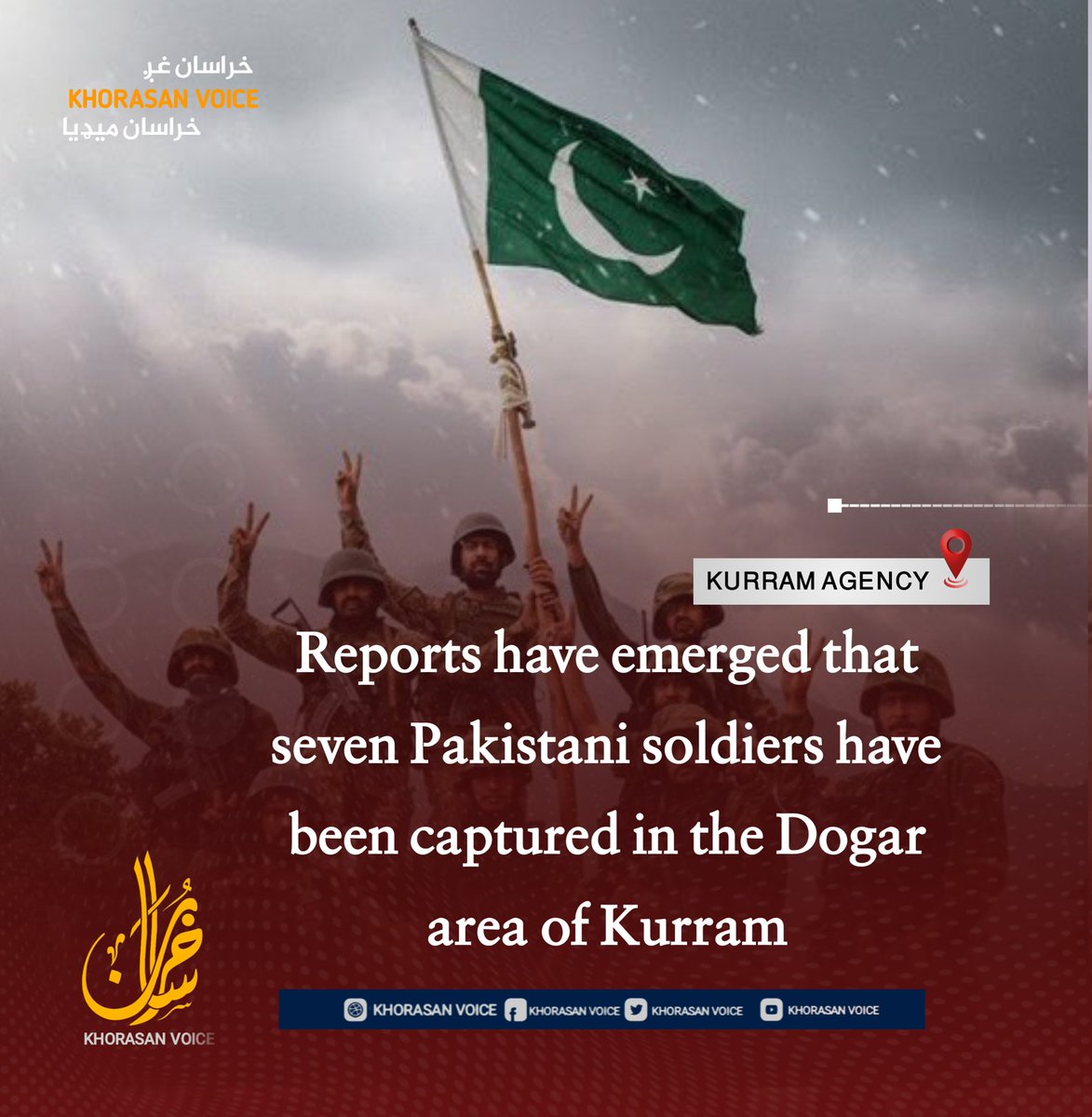 K_English8's tweet photo. Reports have emerged that seven Pakistani soldiers have been captured in the Dogar area of Kurram.

The Tehreek-e-Taliban Pakistan (TTP) has claimed that its fighters captured seven Pakistani army soldiers alive in the Dogar area of Kurram, Khyber Pakhtunkhwa. https://t.co/NbZpjjiJz2
