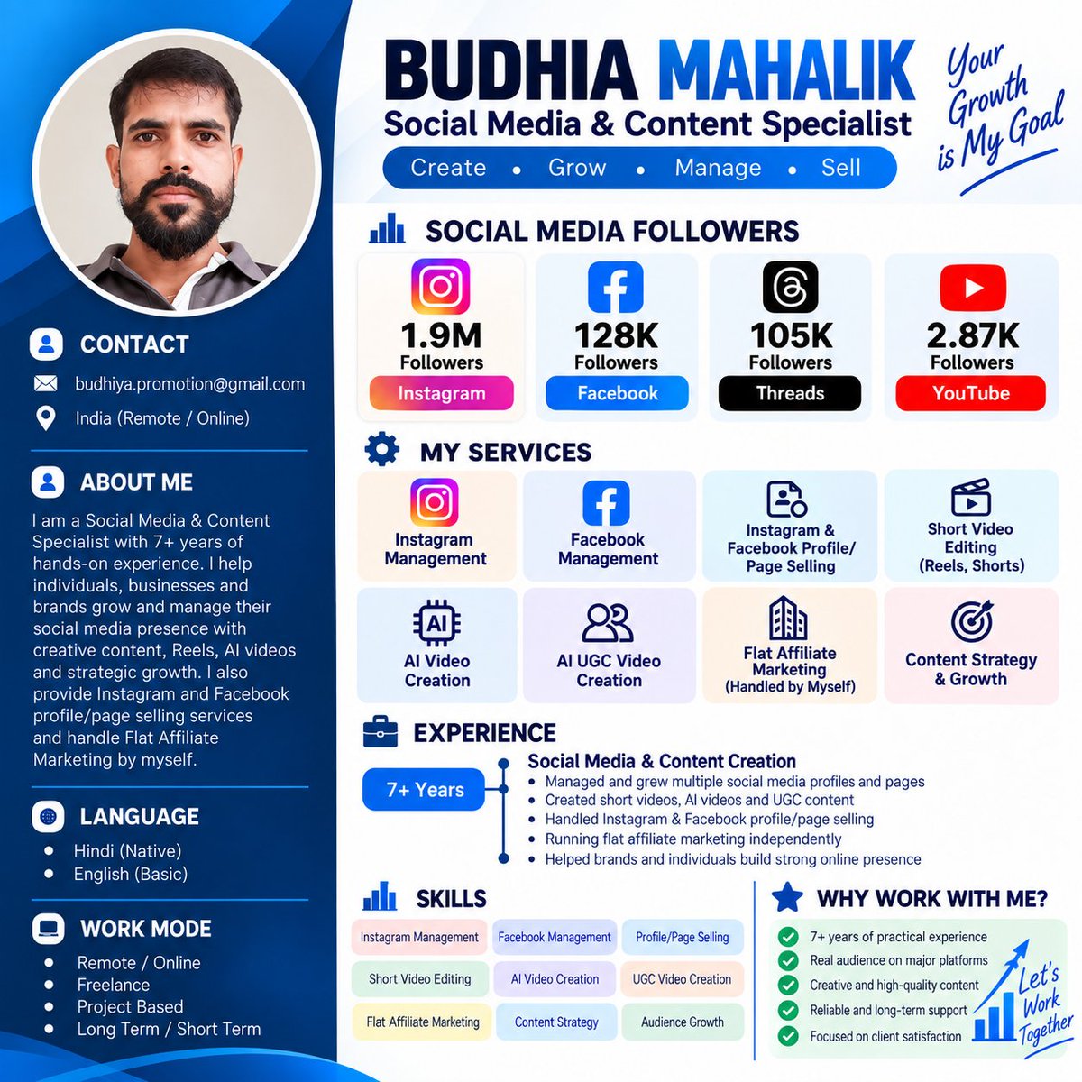 budhiafact's tweet photo. Social Media &amp; Content Spec📩 

#SocialMedia #SocialMediaMarketing #ContentCreator #ContentStrategy #InstagramMarketing #FacebookMarketing #AIVideo #AIUGC #DigitalMarketing #Reels #PersonalBranding #Freelancer #RemoteWork #ContentMarketing #SocialMediaManager https://t.co/ARQUo4UT9m