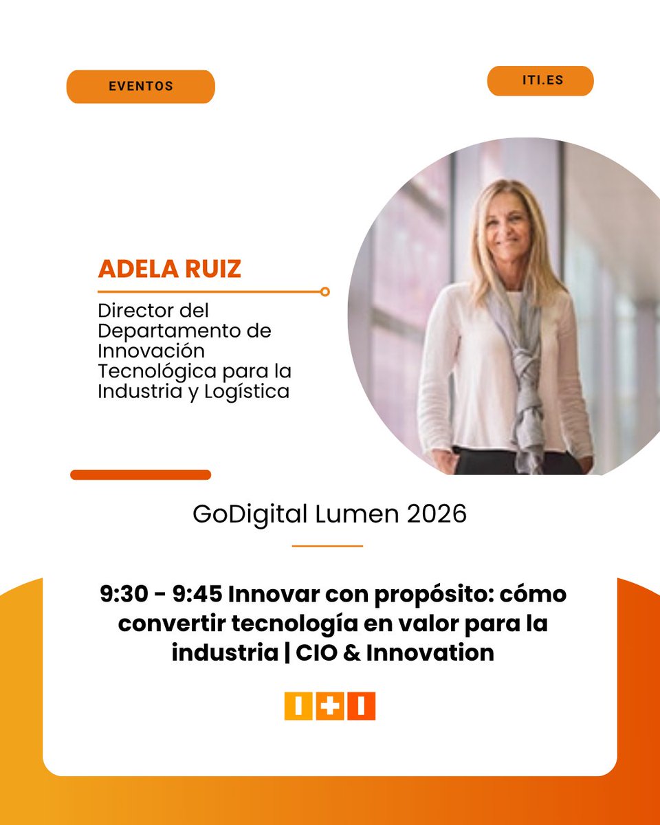 ITI_TIC's tweet photo. Última llamada para #GoDigital2026.

Este jueves, ITI llevará a Veles e Vents tres miradas sobre IA, organizaciones agénticas e innovación industrial con propósito.

Una pregunta común: ¿qué tecnología aporta realmente valor a tu empresa?

👉 https://t.co/MTzT8b1Xb7 https://t.co/ZMwCF7Gjqz