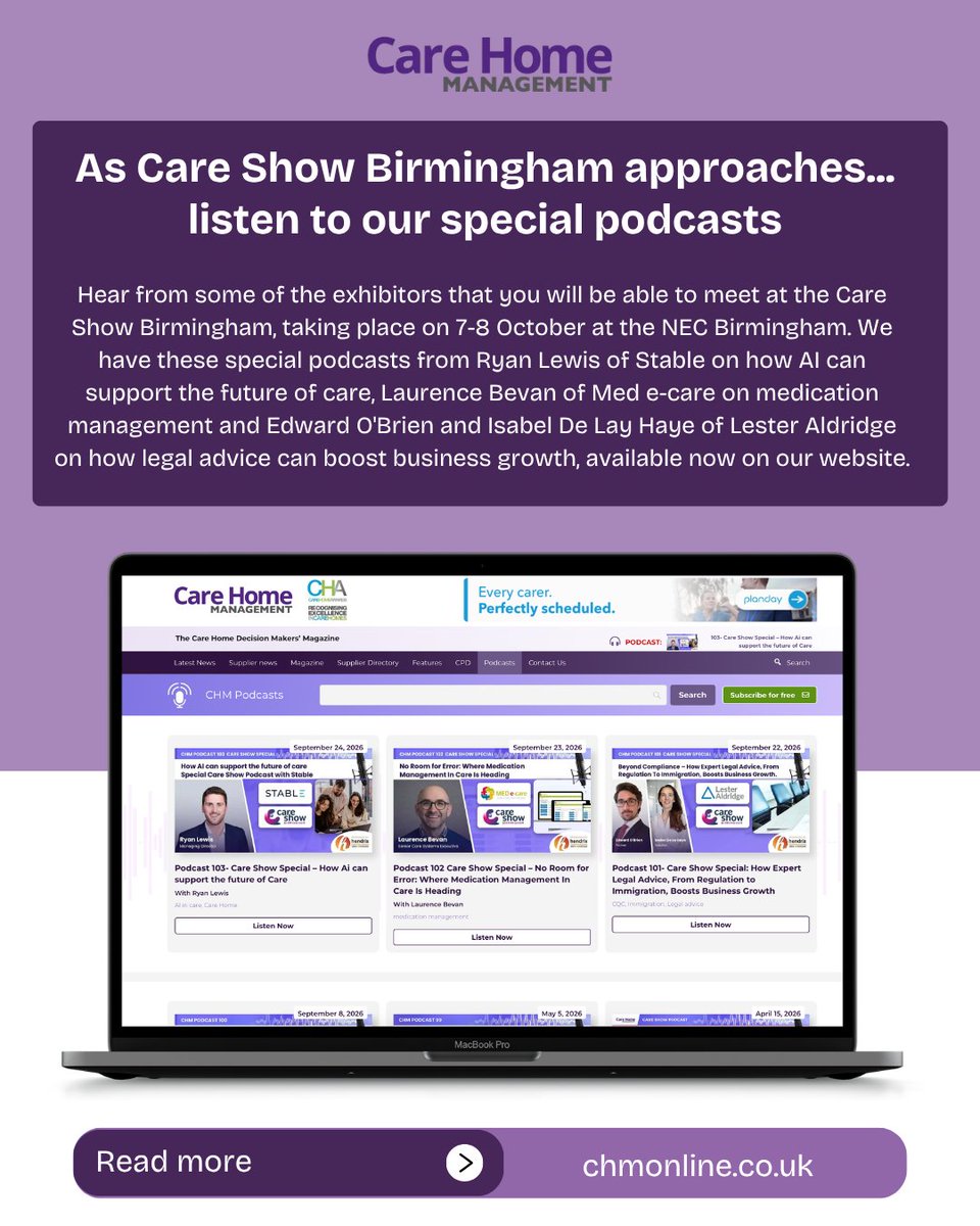 Carehomemanage's tweet photo. ποΈ Care Show Birmingham is almost here!
#carehomemanagement #careshowbirmingham #carehomes #socialcare #caresector https://t.co/QqPHUqpUWp